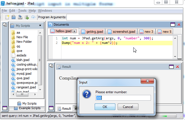jpad user input dialog